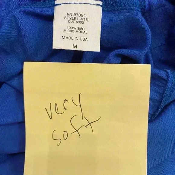 Lanston Womens long sleeve modal blue pullover soft cozy medium top 3/4 sleeve - Picture 5 of 10